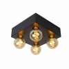 Luminaires Rustiques-Luminaires Lucide Plafonnier Lucide SURTUS Noir, 4 lumières