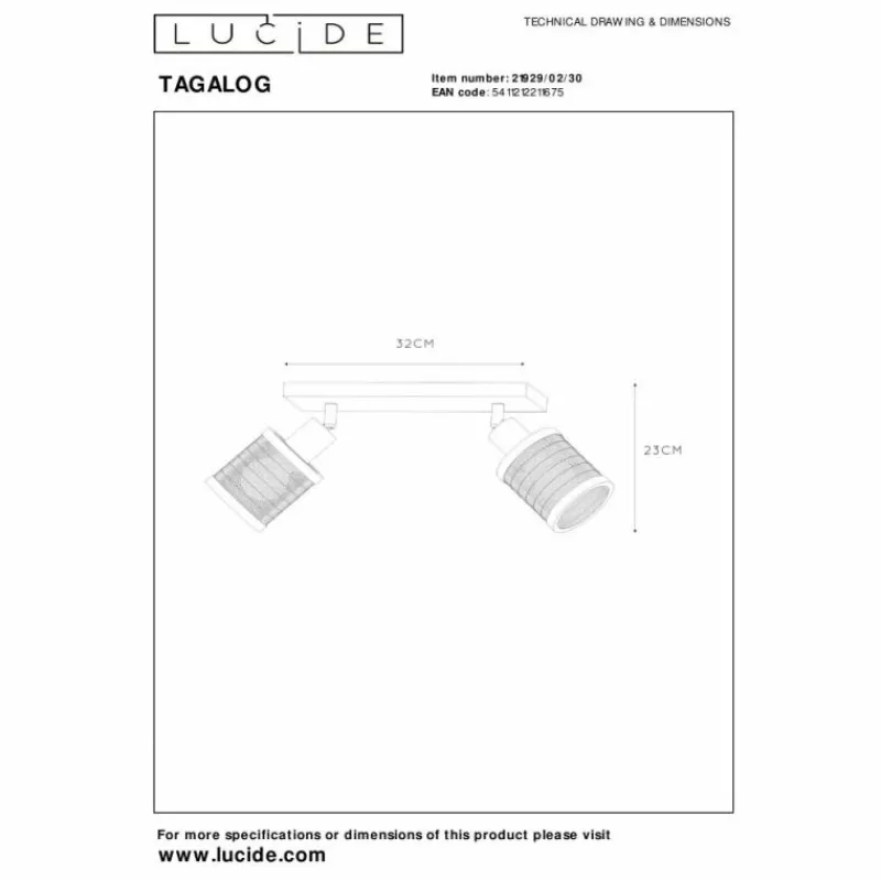 Luminaires Scandinaves-Luminaires Lucide Plafonnier Lucide TAGALOG Noir, 2 lumières