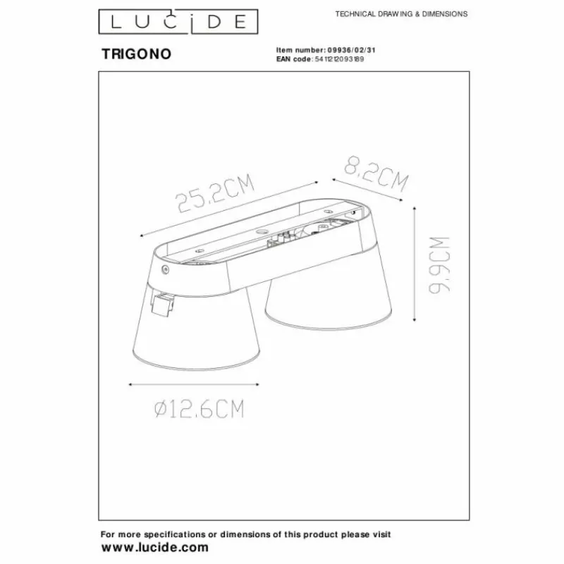 Luminaires Lucide Plafonnier Lucide TRIGONO Blanc, 2 lumières* Spots Et Projecteurs