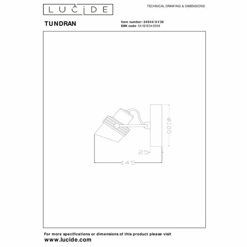 Luminaires Lucide Plafonnier Lucide TUNDRAN Noir, 1 lumière* Plafonniers