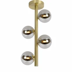 Luminaires Rustiques-Luminaires Lucide Plafonnier Lucide TYCHO Or, 4 lumières