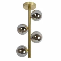 Luminaires Rustiques-Luminaires Lucide Plafonnier Lucide TYCHO Or, 4 lumières