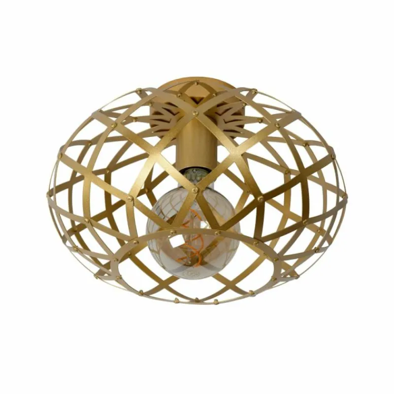Lampes Dorées-Luminaires Lucide Plafonnier Lucide WOLFRAM Or, Laiton, 1 lumière