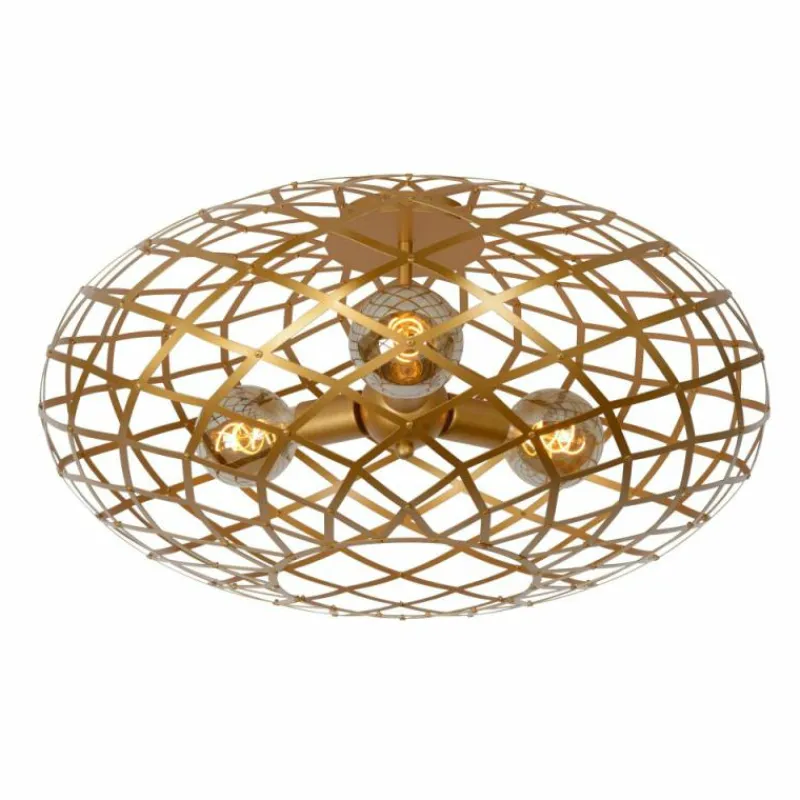 Lampes Dorées-Luminaires Lucide Plafonnier Lucide WOLFRAM Or, Laiton, 3 lumières