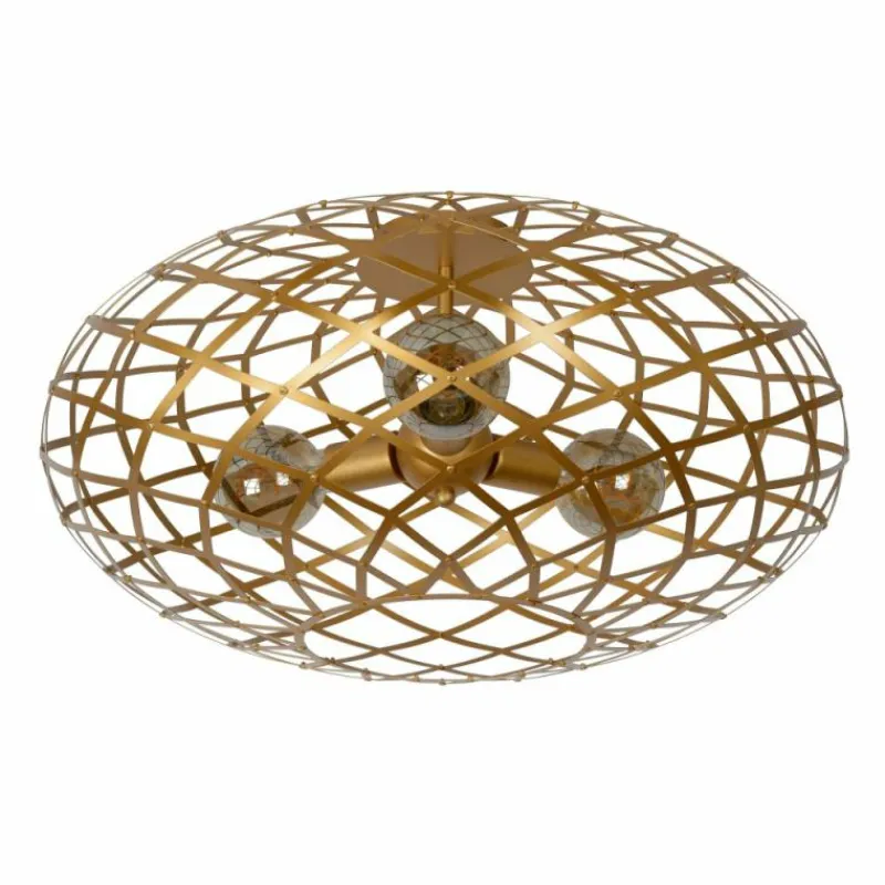 Lampes Dorées-Luminaires Lucide Plafonnier Lucide WOLFRAM Or, Laiton, 3 lumières