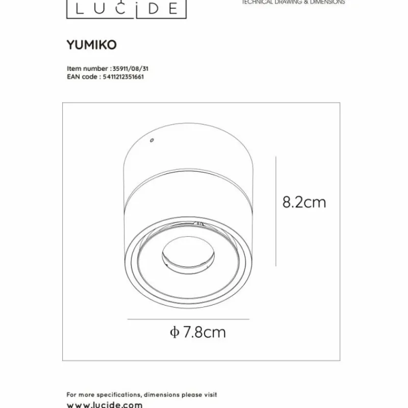 Luminaires Scandinaves-Luminaires Lucide Plafonnier Lucide YUMIKO LED Blanc, 1 lumière