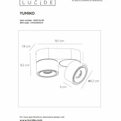 Luminaires Scandinaves-Luminaires Lucide Plafonnier Lucide YUMIKO LED Noir, 2 lumières
