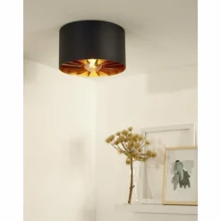 Lampes Dorées-Luminaires Lucide Plafonnier Lucide ZIDANE Noir, 1 lumière