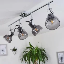 Suspension Verre Fumé-hofstein Plafonnier Lulea Chrome, 4 lumières