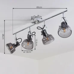 Suspension Verre Fumé-hofstein Plafonnier Lulea Chrome, 4 lumières