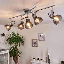 Suspension Verre Fumé-hofstein Plafonnier Lulea Chrome, 5 lumières