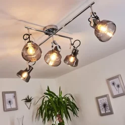 Suspension Verre Fumé-hofstein Plafonnier Lulea Chrome, 5 lumières