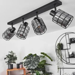 Suspension Verre Fumé-hofstein Plafonnier Lungernsee Noir, 4 lumières