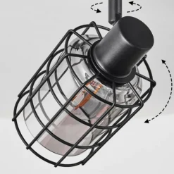 Suspension Verre Fumé-hofstein Plafonnier Lungernsee Noir, 4 lumières