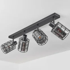 Suspension Verre Fumé-hofstein Plafonnier Lungernsee Noir, 4 lumières