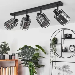 Suspension Verre Fumé-hofstein Plafonnier Lungernsee Noir, 4 lumières