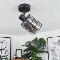 Suspension Verre Fumé-hofstein Plafonnier Lungernsee Noir, 1 lumière