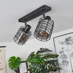 Suspension Verre Fumé-hofstein Plafonnier Lungernsee Noir, 2 lumières