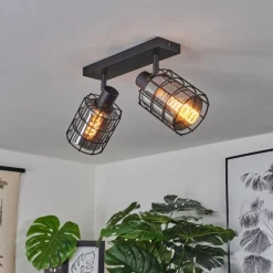 Suspension Verre Fumé-hofstein Plafonnier Lungernsee Noir, 2 lumières