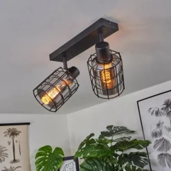 Suspension Verre Fumé-hofstein Plafonnier Lungernsee Noir, 2 lumières