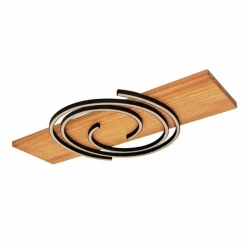 Lampes En Bois-Luminaires Lutec Plafonnier Lutec Rifia LED Écru, Noir, 1 lumière