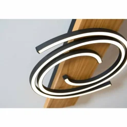 Lampes En Bois-Luminaires Lutec Plafonnier Lutec Rifia LED Écru, Noir, 1 lumière