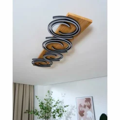 Lampes En Bois-Luminaires Lutec Plafonnier Lutec Rifia LED Écru, Noir, 4 lumières