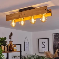 Style Boho-Chic-hofstein Plafonnier Maahui Écru, Noir, 4 lumières