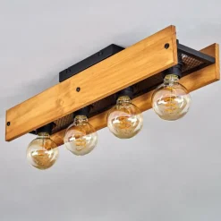 Style Boho-Chic-hofstein Plafonnier Maahui Écru, Noir, 4 lumières