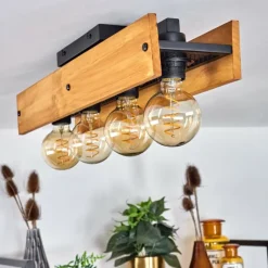 Style Boho-Chic-hofstein Plafonnier Maahui Écru, Noir, 4 lumières