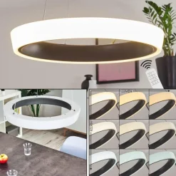 hofstein Plafonnier Mackay LED Anthracite, Blanc, 1 lumière, Télécommandes