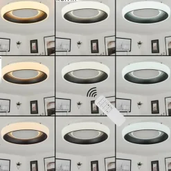 hofstein Plafonnier Mackay LED Blanc, 1 lumière, Télécommandes