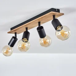 Lampes Vintages & Rétros-hofstein Plafonnier Maidford Bois foncé, Noir, 4 lumières