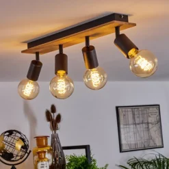 Lampes Vintages & Rétros-hofstein Plafonnier Maidford Bois foncé, Noir, 4 lumières