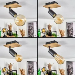 Lampes Vintages & Rétros-hofstein Plafonnier Maidford Écru, Noir, 1 lumière