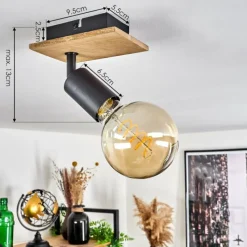 Lampes Vintages & Rétros-hofstein Plafonnier Maidford Écru, Noir, 1 lumière