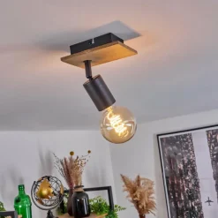 Lampes Vintages & Rétros-hofstein Plafonnier Maidford Écru, Noir, 1 lumière