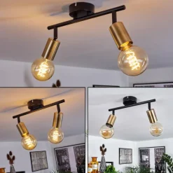 hofstein Plafonnier Maidford Laiton, Noir, 2 lumières