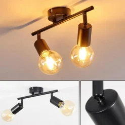 Lampes Vintages & Rétros-hofstein Plafonnier Maidford Noir, 2 lumières