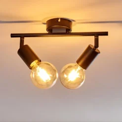 Lampes Vintages & Rétros-hofstein Plafonnier Maidford Noir, 2 lumières