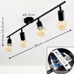 Lampes Vintages & Rétros-hofstein Plafonnier Maidford Noir, 4 lumières