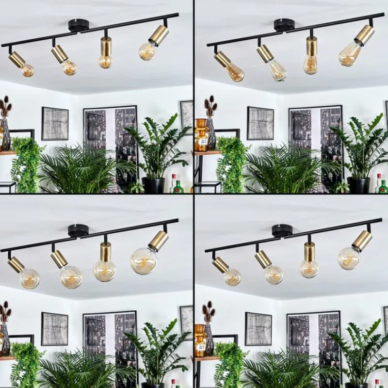 hofstein Plafonnier Maidfordo Laiton, Noir, 4 lumières