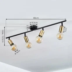 hofstein Plafonnier Maidfordo Laiton, Noir, 4 lumières
