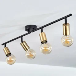 hofstein Plafonnier Maidfordo Laiton, Noir, 4 lumières