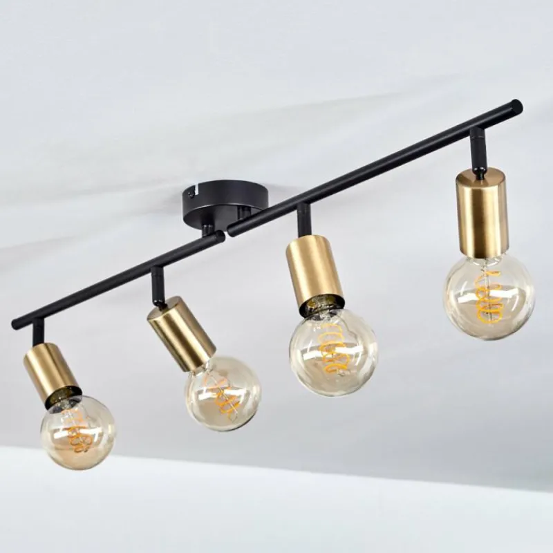 hofstein Plafonnier Maidfordo Laiton, Noir, 4 lumières