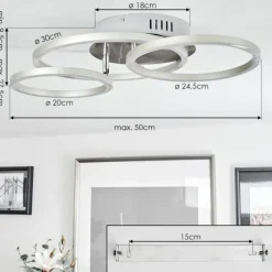 hofstein Plafonnier Malanje LED Nickel mat, 3 lumières