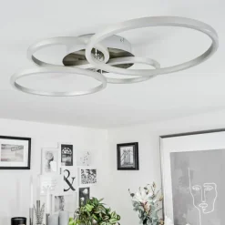 Luminaires Globo Lighting Plafonnier Malanje LED Nickel mat, 4 lumières* Éclairage Led