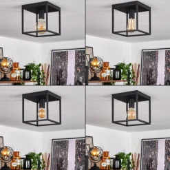 Lampes Industrielles-hofstein Plafonnier Malao Noir, 1 lumière