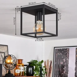 Lampes Industrielles-hofstein Plafonnier Malao Noir, 1 lumière