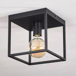 Lampes Industrielles-hofstein Plafonnier Malao Noir, 1 lumière